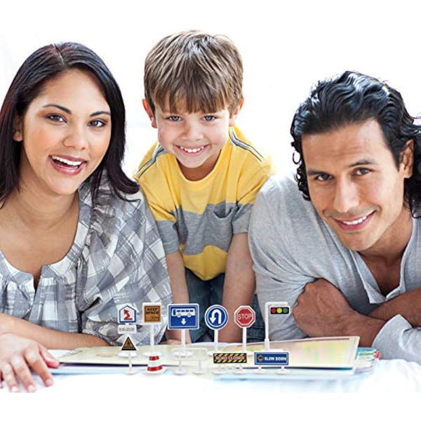 NUOBESTY Road Signs, 62pcs Kids Miniature Traffic Sign Mini Roadblocks Construction Accessories Educational Toys for Kids Cognitive Learning, Fun Playtime