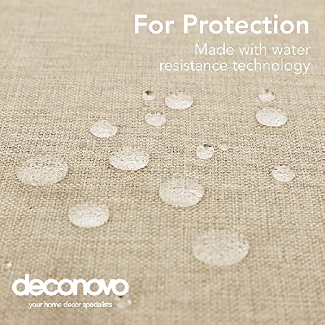 Deconovo Faux Linen Tablecloth Water Resistant Tablecloths Rectangular Wipeable Tablecloth for Children Beige 150x240cm(59x95in)