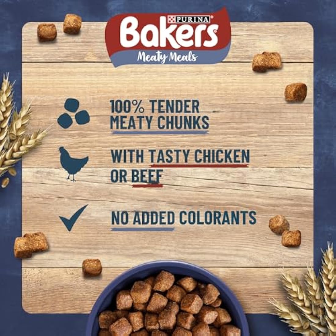 Bakers Meaty Meals Adult Dry Dog Food Chicken 2.7kg, Pack of 4