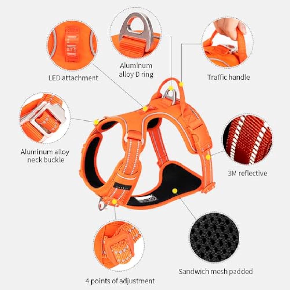 WINHYEPET True Love No-Pull Dog Harness,Adjustable Outdoor Vest Reflective Nylon Soft Pet Harness Dog Suitable Small Medium Large Breeds TLH5654(Black,XL)