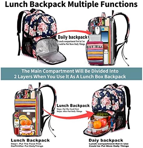 HILUSEN Travel Laptop Backpack for Men,Water Resistant Lunch Backpack Work Backpack with USB Charging Port