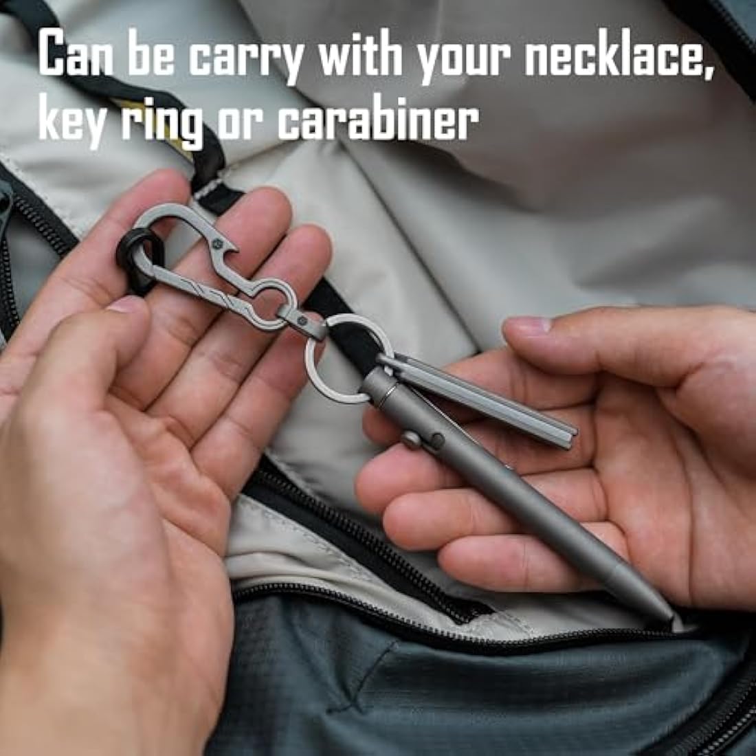 KeyUnity KP03 Ballpoint Pen with Clip, EDC Pocket Pen Titanium Alloy Retractable Ballpoint Pen for Daily Use, (Stonewashed)