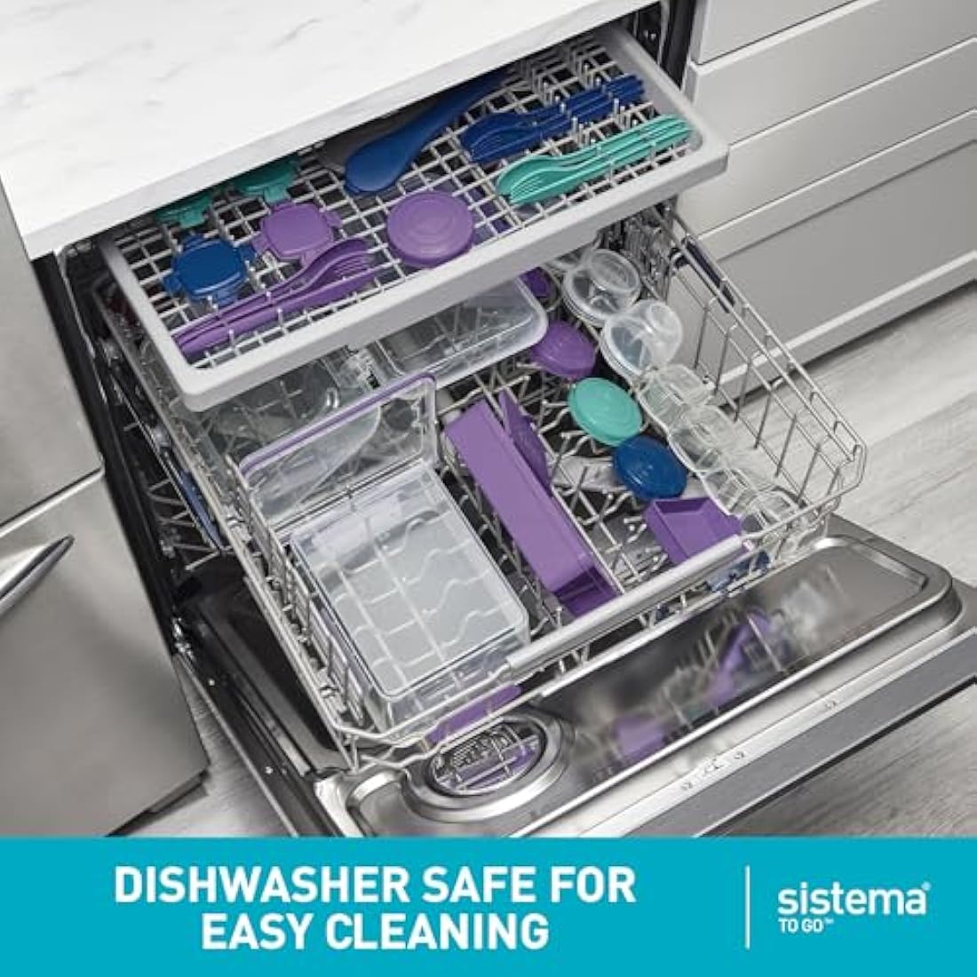 Sistema Bento Box Lunch | Bento School Lunch Box with Compartments | 1.65 L | Food Storage Container in Minty Teal | 1 Count