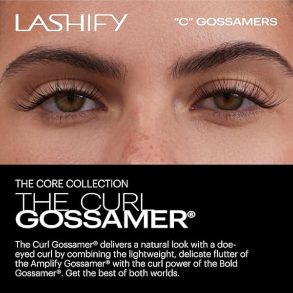 Lashify Curl 10mm Gossamer DIY Eyelash Extensions Refill, Black, Easy False Eyelashes for a Natural Look