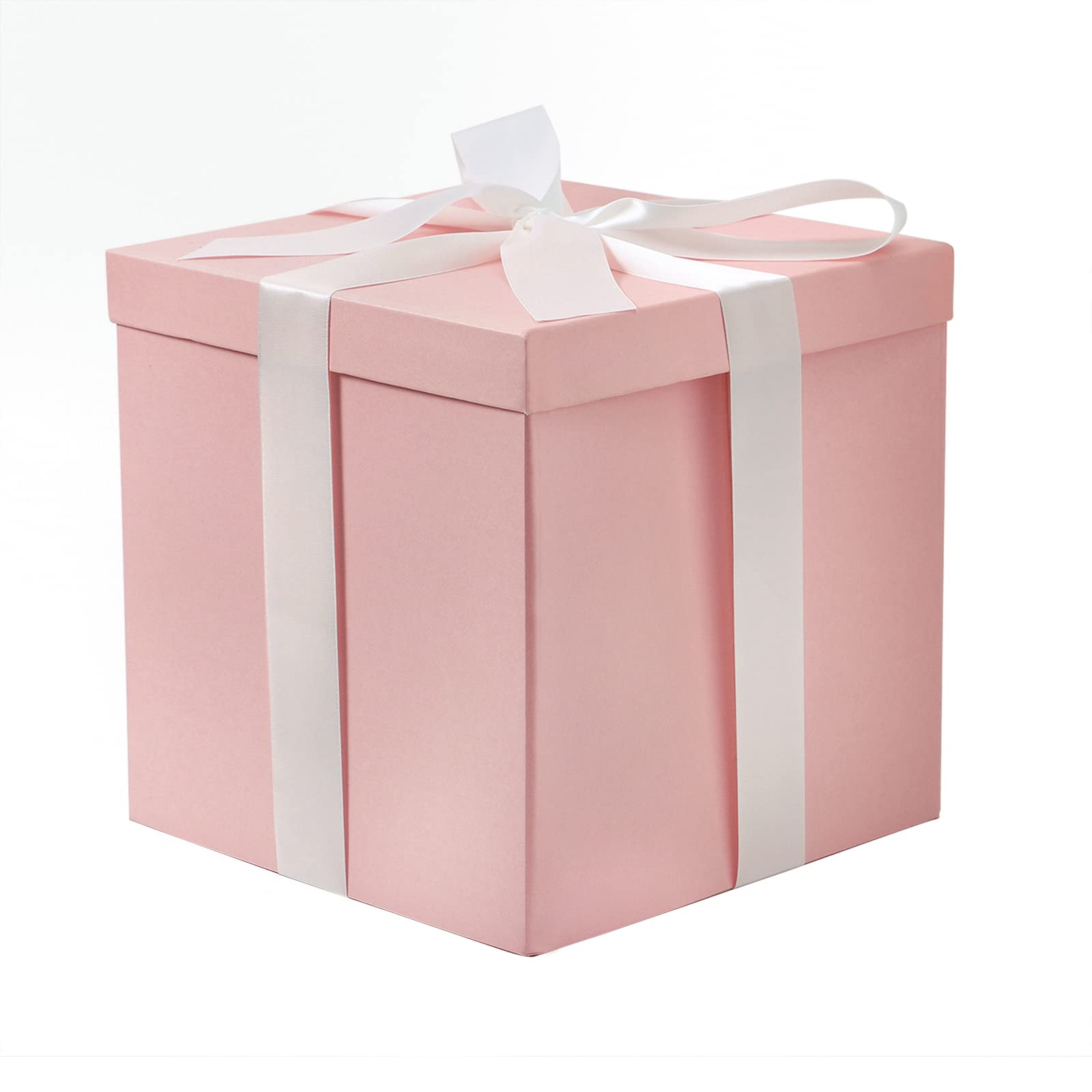 RUSPEPA Medium Birthday Gift Box with Lids, Ribbon and Tissue Paper, Collapsible Gift Box - 1 Pcs, 23 x 23 x 23 cm, Pink