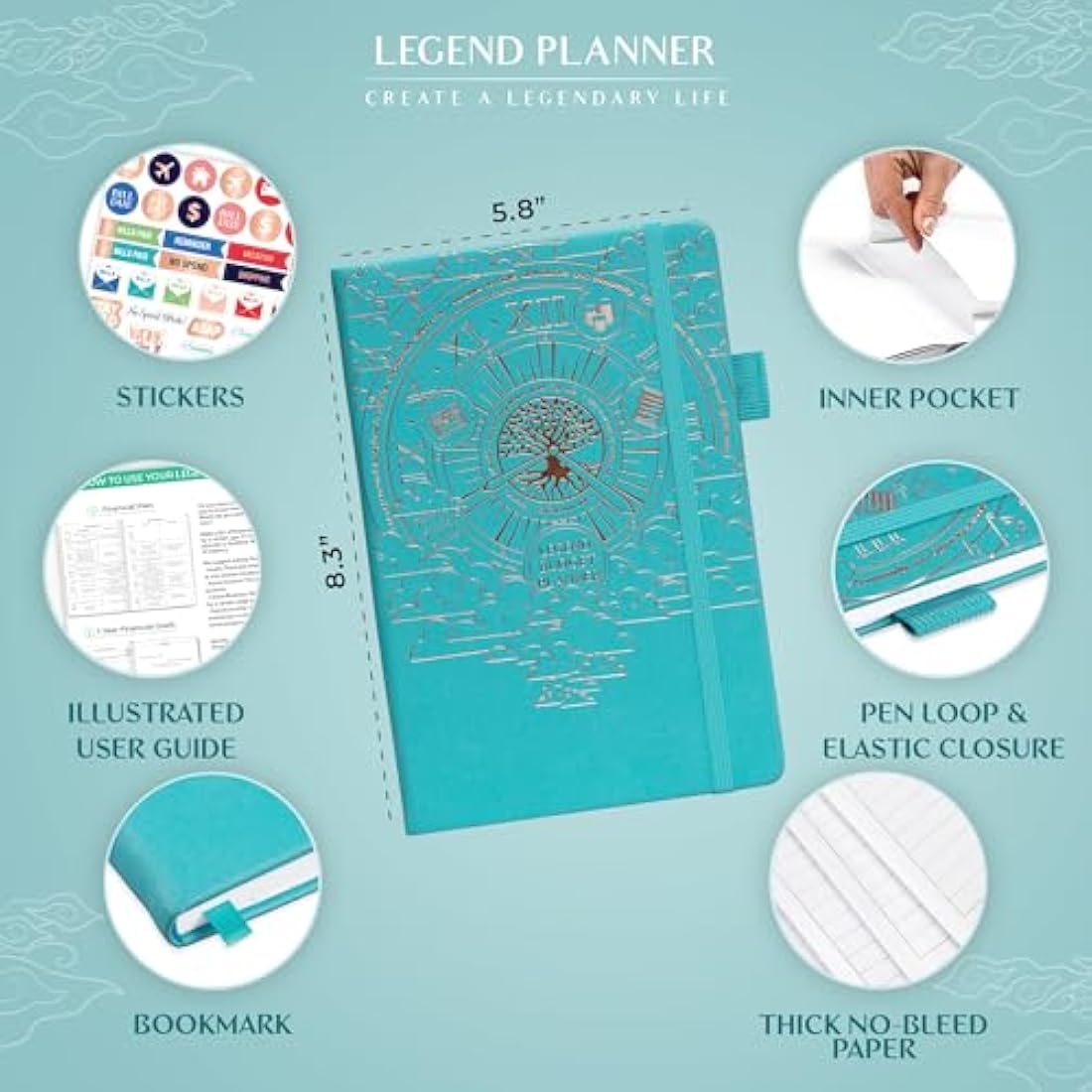 Legend Budget Planner – Financial Organizer Book. Money Account & Expense Tracker Notebook Journal for Household Monthly Budgeting (Turquoise)