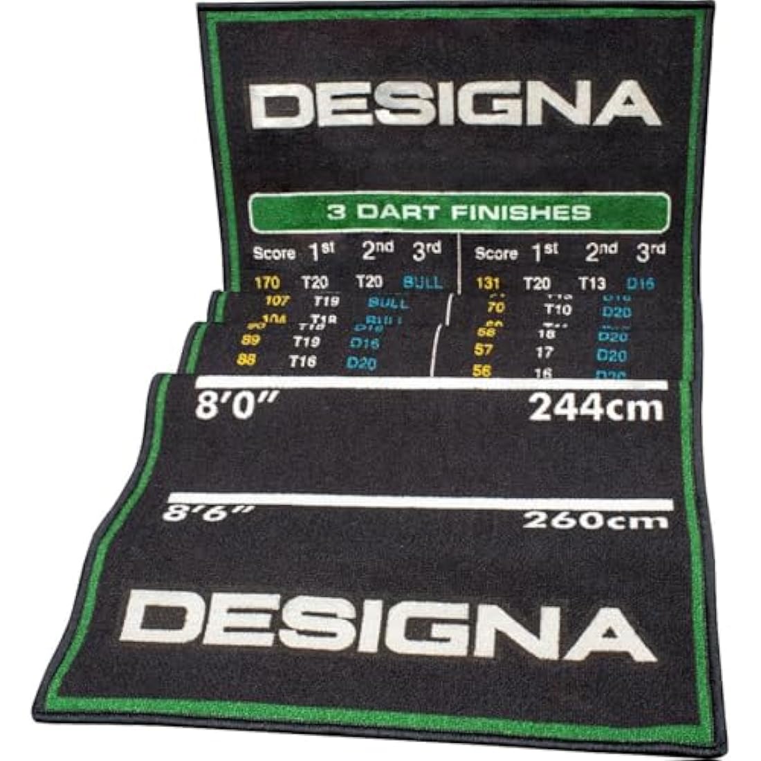 Designa Darts | Non Slip Carpet Darts Mat with Checkout Design | Multiple Colours & Sizes.