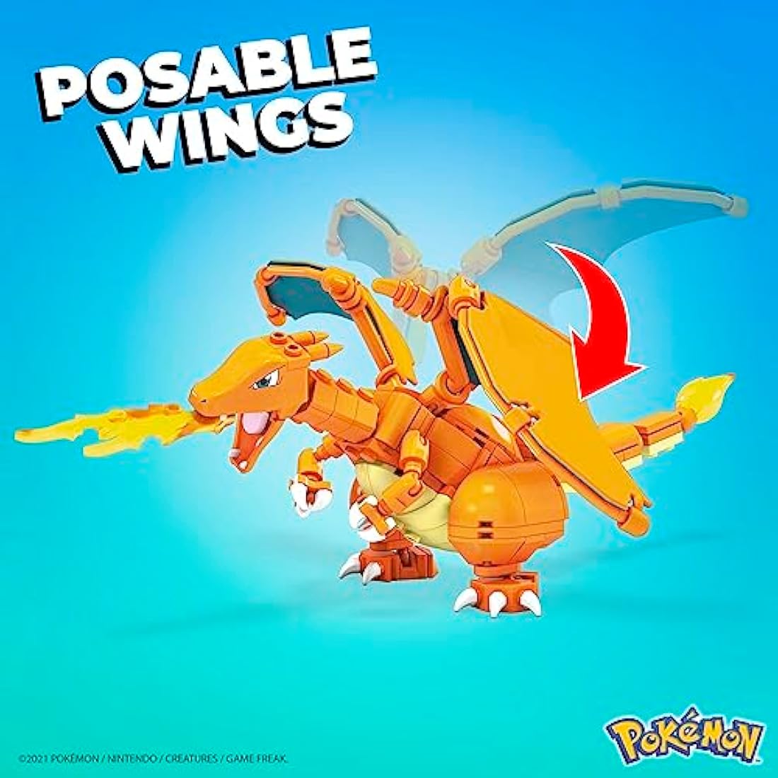 MEGA Pokémon Action Figure Building Toys for Kids, Charmander Evolution Set with 300 Pieces, 3 Poseable Characters, Charmeleon and Charizard, HFG06