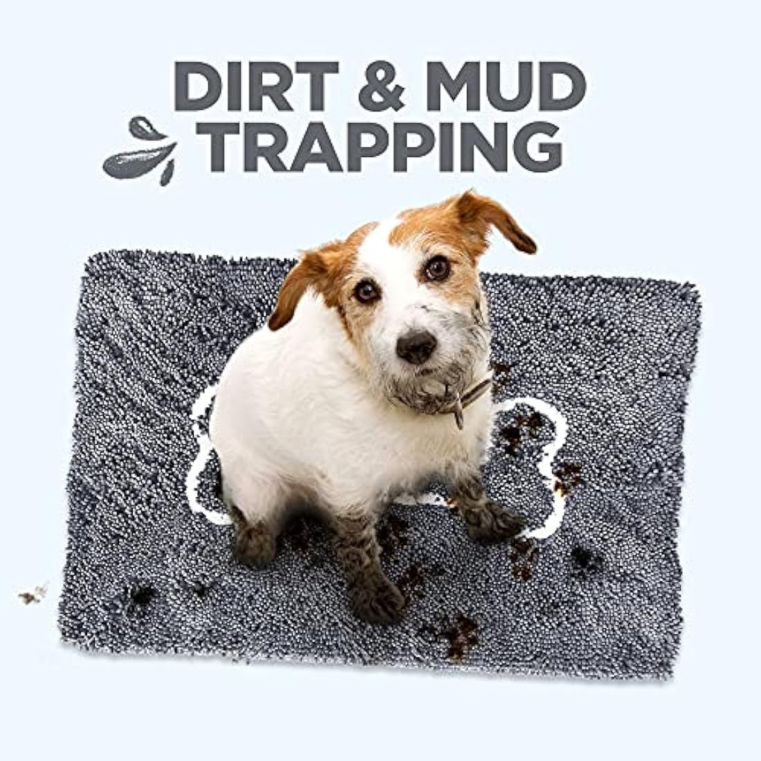Soggy Doggy Microfiber Chenille Doormat for Wet Dog Paws, 26 x 36 Inch, Large Grey/White Bone