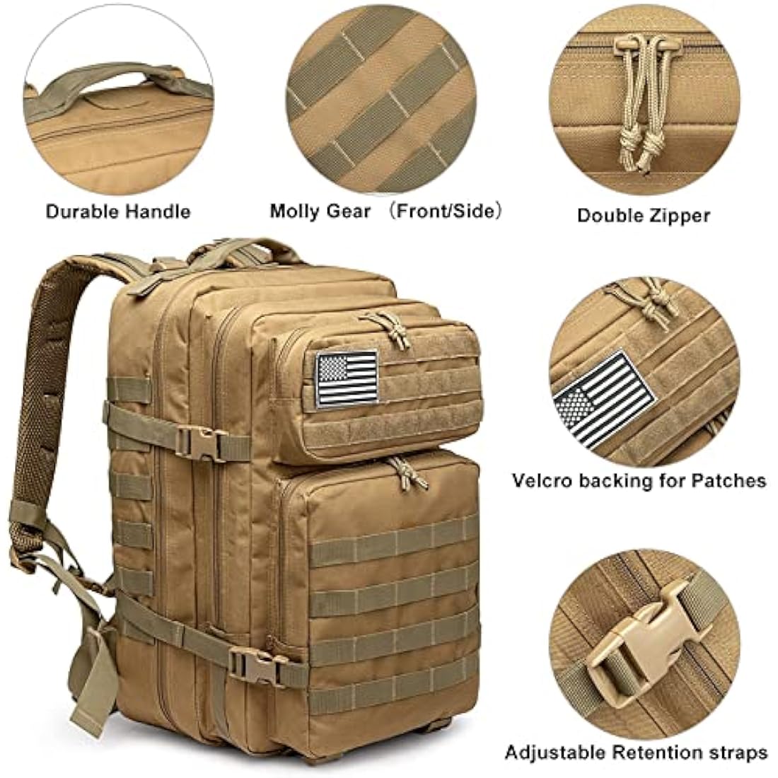 G4Free 40L Molle Backpack Large Pack Molle Shoulder Bag Rucksacks Daypack for Outdoor Hiking Camping Trekking Hunting