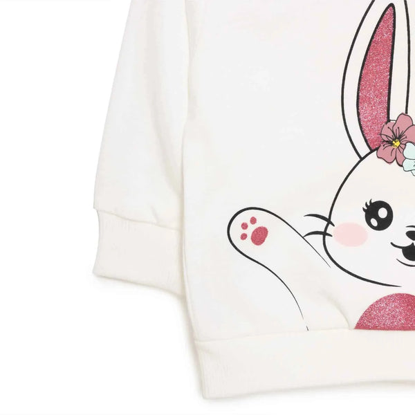 HelloBaby Baby Girl Rabbit Printed Sweatshirt - Ecru