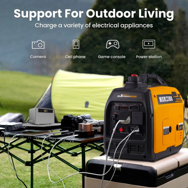 MXPR Super Quiet Portable Inverter Generator 2300W 4 Stroke Engine Camping