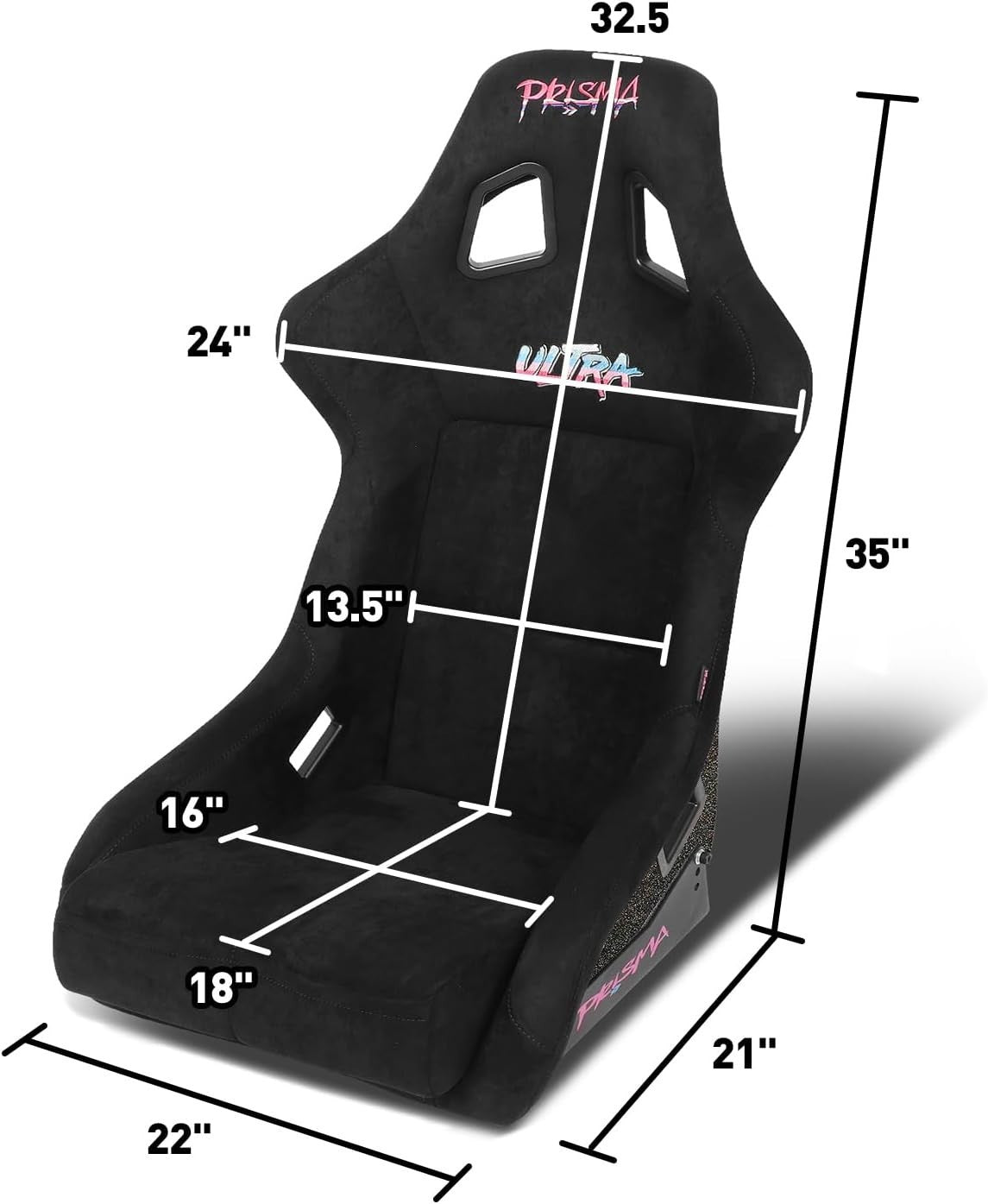 x1 Individual NRG Prisma NRG-FRP-302BK-ULTRA Bucket Seat L Black Side Mounts
