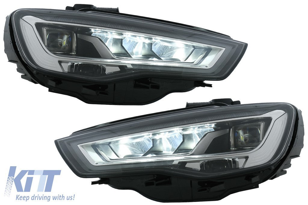 KT LUXE Pair Full LED DRL Seq Dyna Headlights Audi A3 8V Pre-Facelift 13-16 LHD