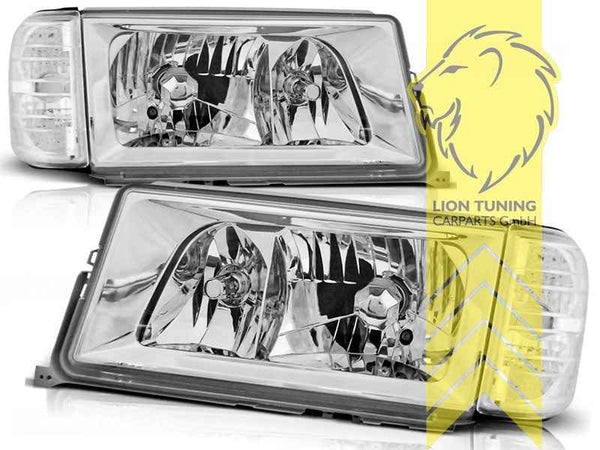 LTG Pair EE Halogen Headlights Mercedes W201 190E 82-93 chrome LHD