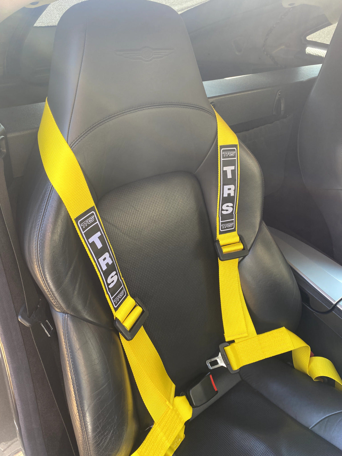 x2 TRS Bolt-In 3 Point Car Sim Seatbelt Safety Harness YELLOW Road Legal ECE Approved