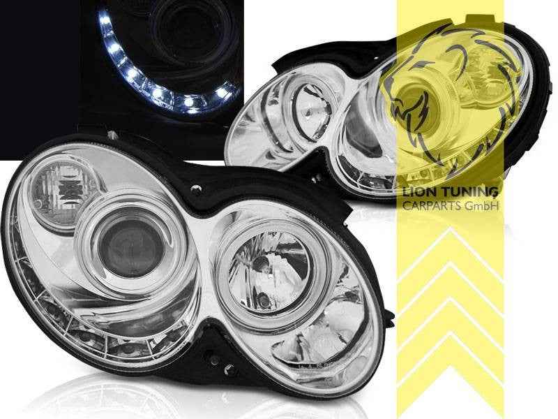 LTG Pair LED DRL Headlights Mercedes CLK C209 A209 02-10 Coupe Cabrio Chrome LHD