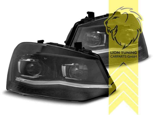 LTG Pair LED DRL Halo Lightbar Headlights VW Polo 6R 6C 09-17 Black LHD