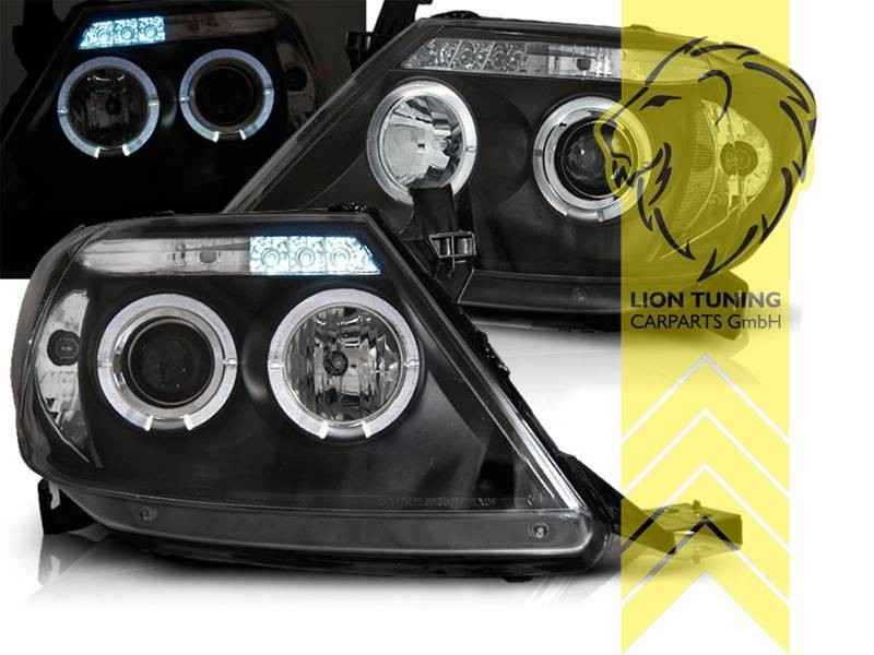 LTG LED Halo DRL Headlights Toyota Hilux Pick-up 3 KUN 05-11 Black EXPORT ONLY