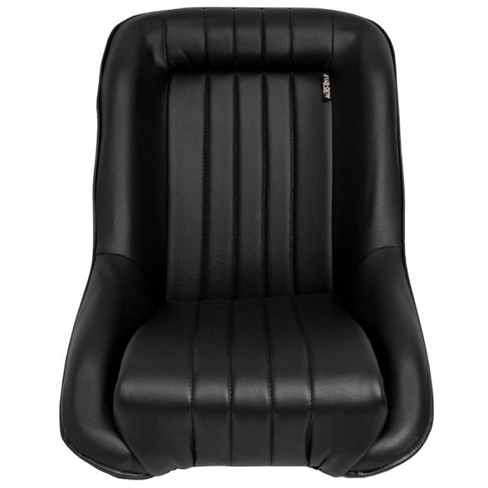 UK STOCK - Auto-Style x1 Individual Classic Car Retro Kit Sports Fixed Back Bucket Seat Black PVC / Synthetic Leather inc slide runners