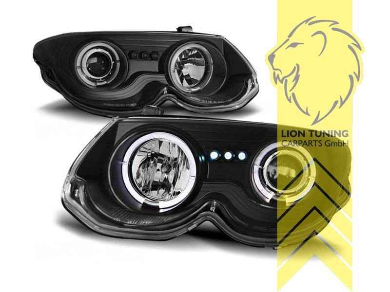 LTG LED Halo Ring DRL Headlights Chrysler 300M LR 98-04 black LHD EXPORT ONLY