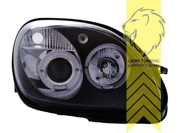 LTG Pair CCFL Angel Eyes Halo Headlights Mercedes SLK R170 96-04 Black LHD
