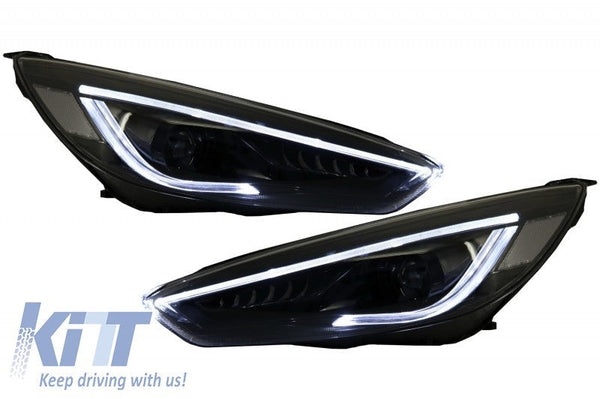 KT Pair LED DRL Bi Xenon Dynamic Demon Headlights Ford Focus 3 Mk3 15-17 LHD