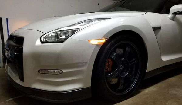 07-22 GT-R GTR Smoke LED DRL JDM 3D Wide Front Bumper Indicator Light Marker Kit
