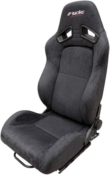 Simoni Racing x2 SRS/12 Charles - Universal Reclining Sports Bucket Seats + Runners Black Alcantara Velour Suede Fabric