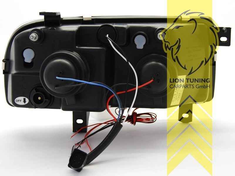 LTG Pair LED DRL Halo Ring Headlights VW Vento 1H2 91-98 Black LHD