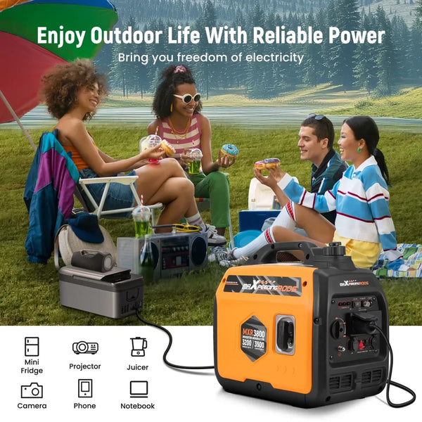 MXPR Petrol Inverter Generator Silent Portable 3500W 4 Stroke Engine Camping
