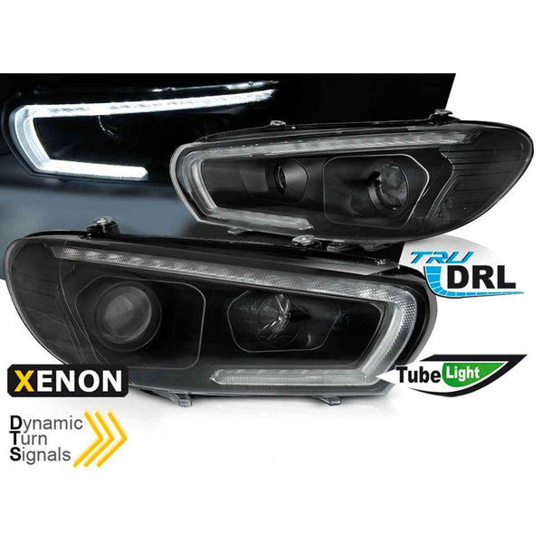 AMCP Pair LED + XENON DRL Tube Light Headlights SEQ VW SCIROCCO Black LHD