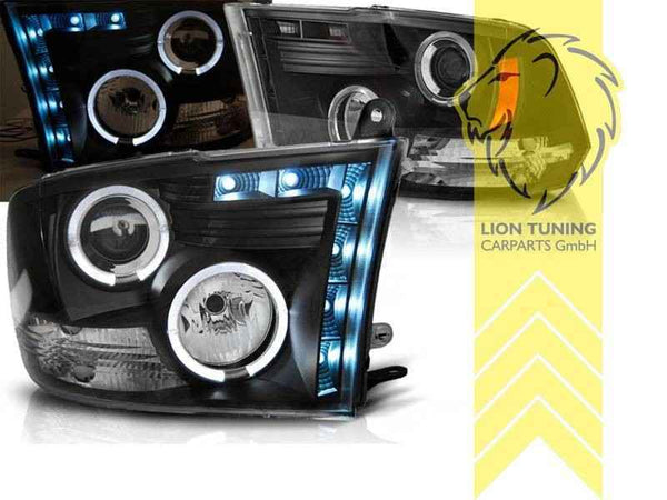 LTG Pair LED Halo DRL Headlights US Dodge RAM 4 MK4 4TH 09-18 Black EXPORT ONLY