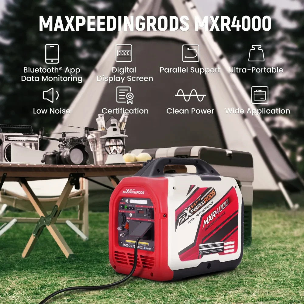 MXPR 3500W Portable Inverter Generator Quiet Camping Power Supply Digital Displa