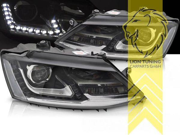 LTG Pair LED DRL Lightbar Headlights VW Jetta 6 162 11-18 black LHD EXPORT ONLY