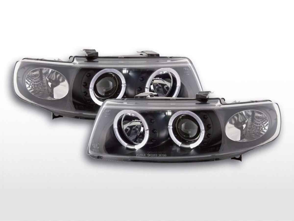 FK LED DRL Lightbar Halo Ring Headlights Seat Leon / Toledo 1M 97-05 black LHD