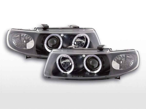FK LED DRL Lightbar Halo Ring Headlights Seat Leon / Toledo 1M 97-05 black LHD