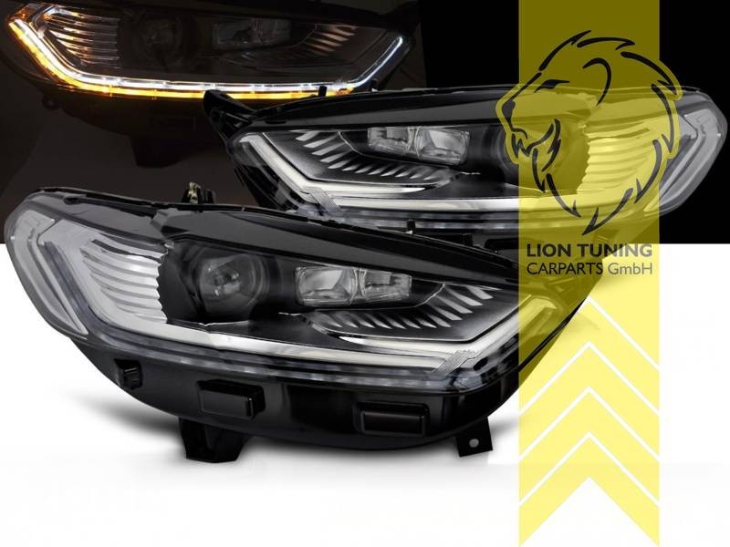 LTG Pair LED DRL Lightbar Headlights Ford Mondeo 5 14-19 black LHD EXPORT ONLY