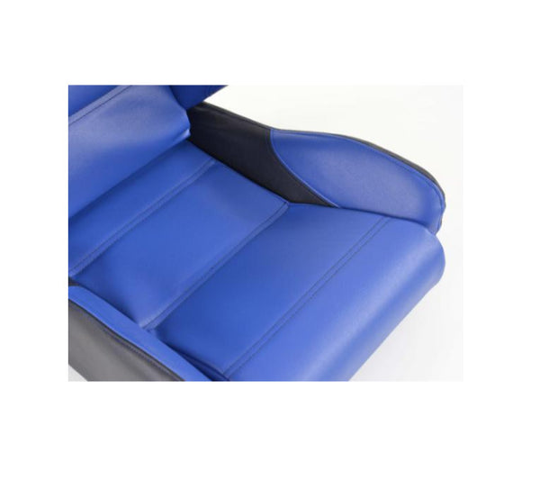 FK Pair Universal Reclining Big Side Bolster Bucket Seats Blue & Black +slides