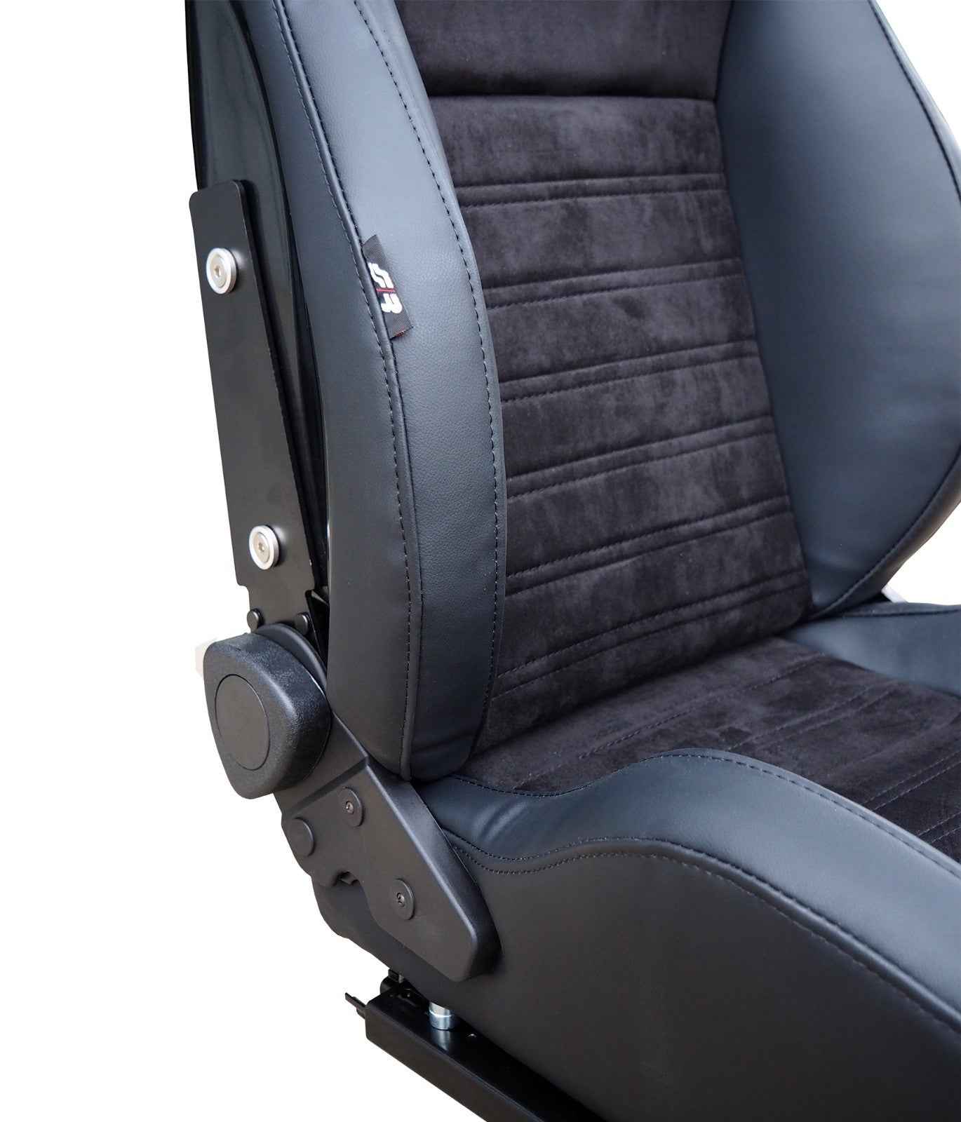 Simoni Universal Pair x2 Luxe Alcantara Leather Black Car Bucket Seats + slides