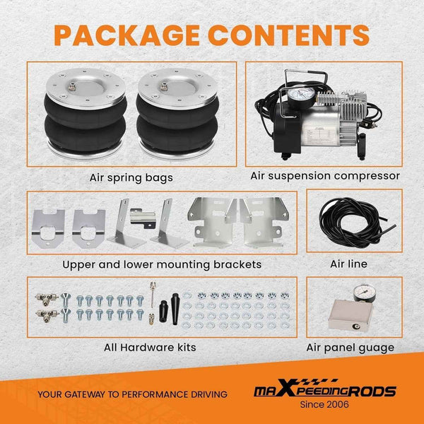 MXP Air Suspension Spring Bag + 12V Compressor Kit Ford Transit 01-20 Twin RWD
