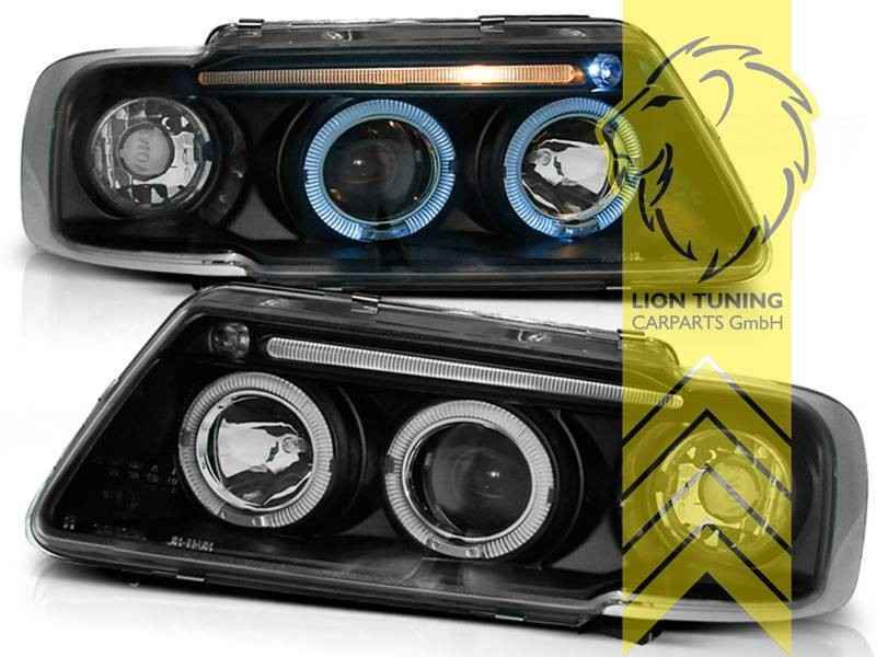 LTG Pair LED Halo Ring DRL Headlights Audi A3 8L 96-00 black LHD EXPORT ONLY
