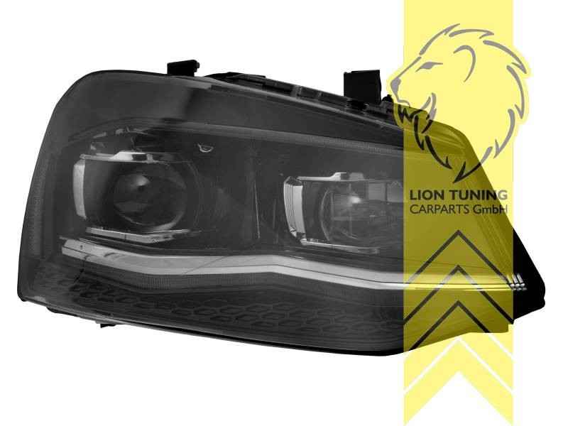 LTG Pair LED DRL Halo Lightbar Headlights VW Polo 6R 6C 09-17 Black LHD