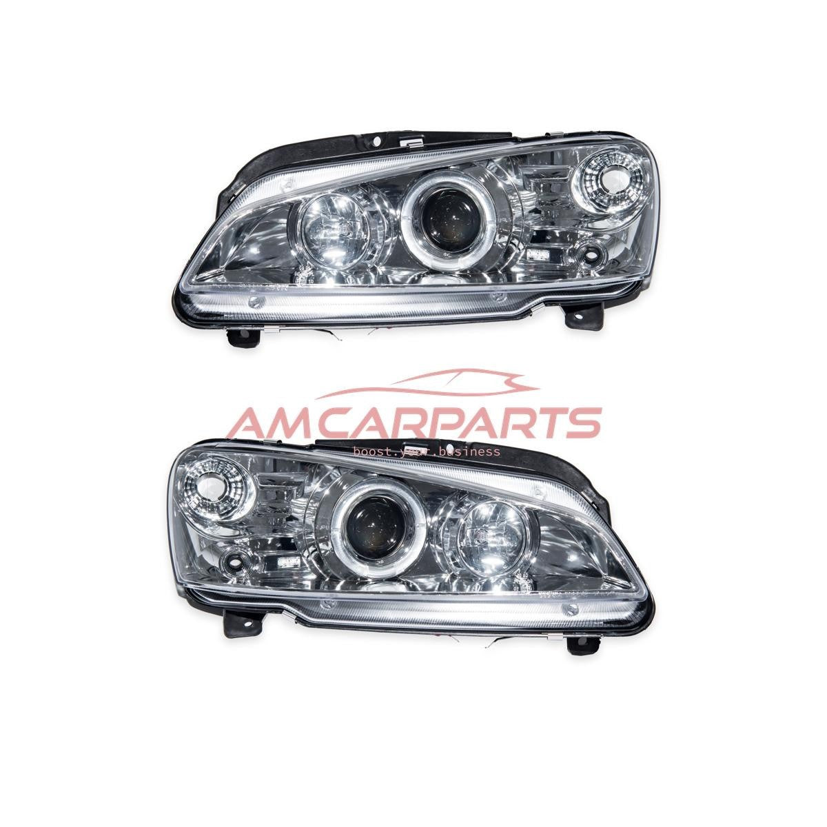 AMCP Pair LED Halo Ring Headlights PEUGEOT 106 96-03 Chrome LHD
