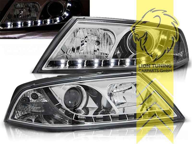 LTG Pair LED DRL Lightbar Headlights Skoda Octavia 2 1Z chrome 04-08 XENON LHD