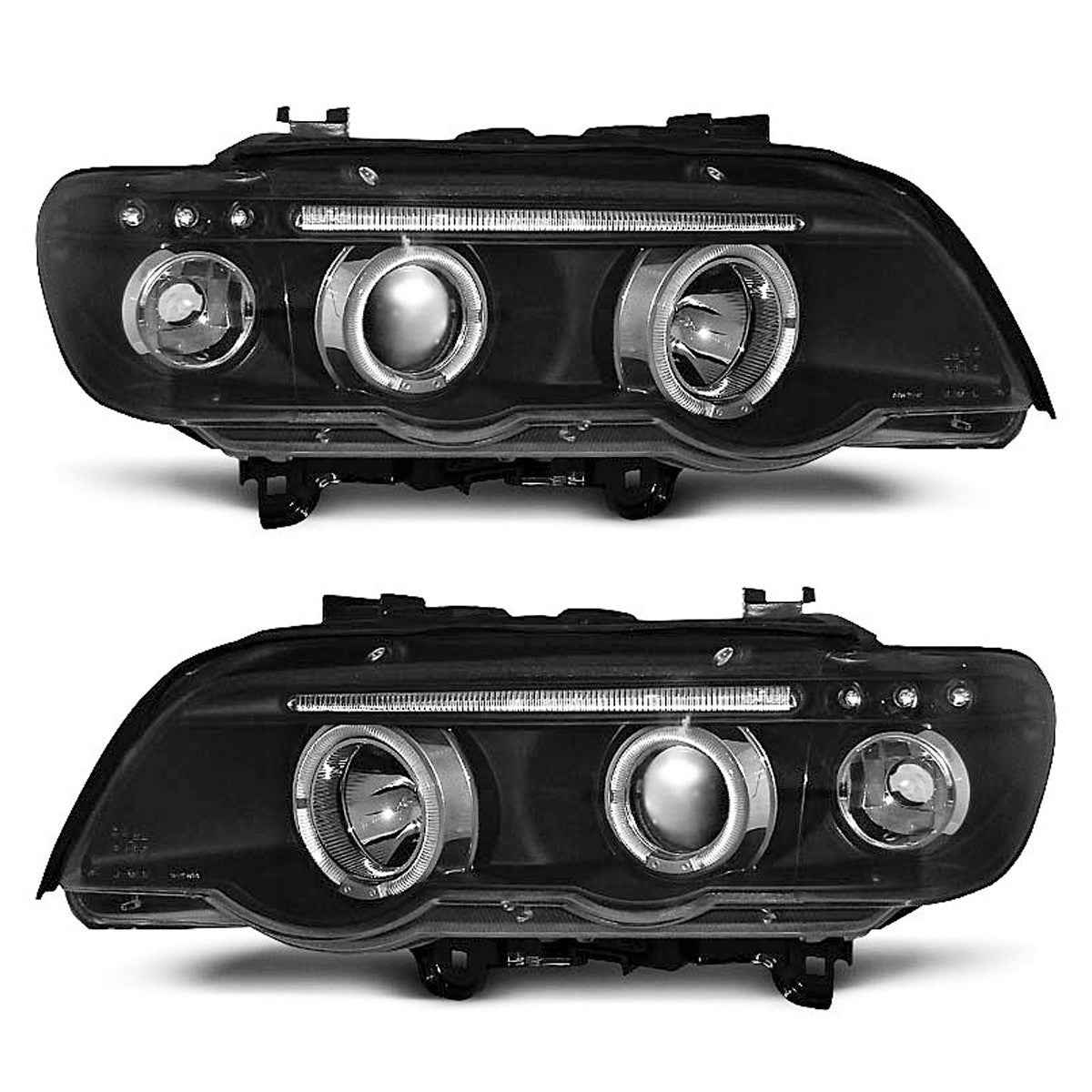 AMCP Pair LED DRL Halo Ring Angel Eyes Headlights BMW X5 E53 99-03 LHD