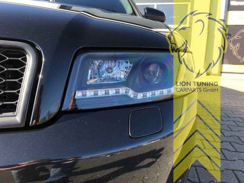 LTG Pair LED DRL Lightbar Headlights Audi A4 B6 8E Sedan Avant 00-04 black LHD