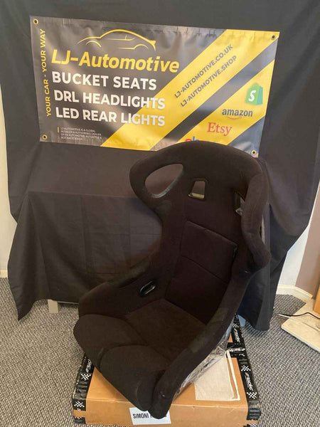 AST BS6 x1 Universal Bucket Seat Black Fixed Back +slides Car & Racing Simulator