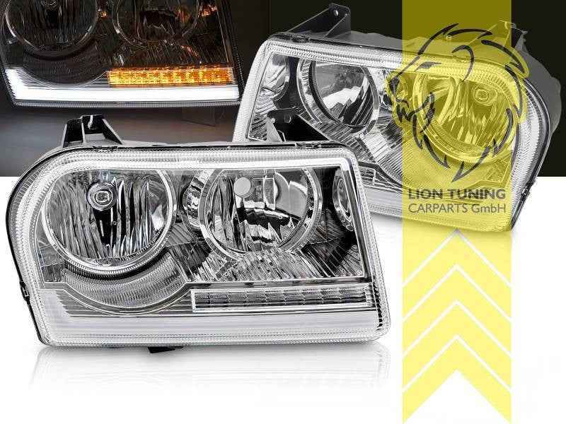 LTG Pair LED Halo DRL Headlights Chrysler 300 C Sedan LX 04+ Chrome EXPORT ONLY