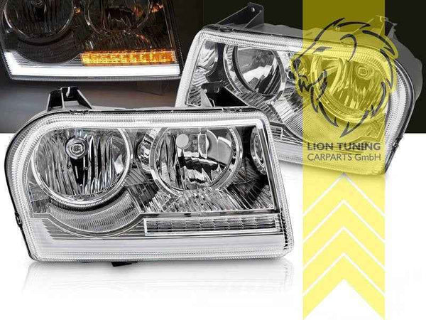 LTG Pair LED Halo DRL Headlights Chrysler 300 C Sedan LX 04+ Chrome EXPORT ONLY